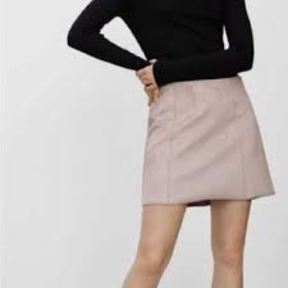 Babaton beige faux suede Mini Skirt